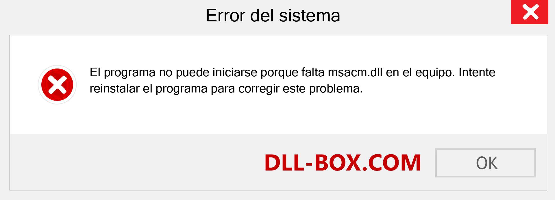 ¿Falta el archivo msacm.dll ?. Descargar para Windows 7, 8, 10 - Corregir msacm dll Missing Error en Windows, fotos, imágenes